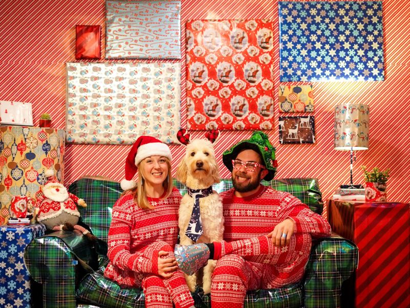 Silly Christmas Card Photo With Mopsy