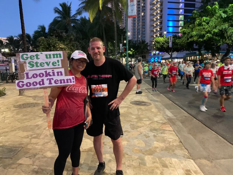 Steve Taking a Break in the Middle of Running a Marathon