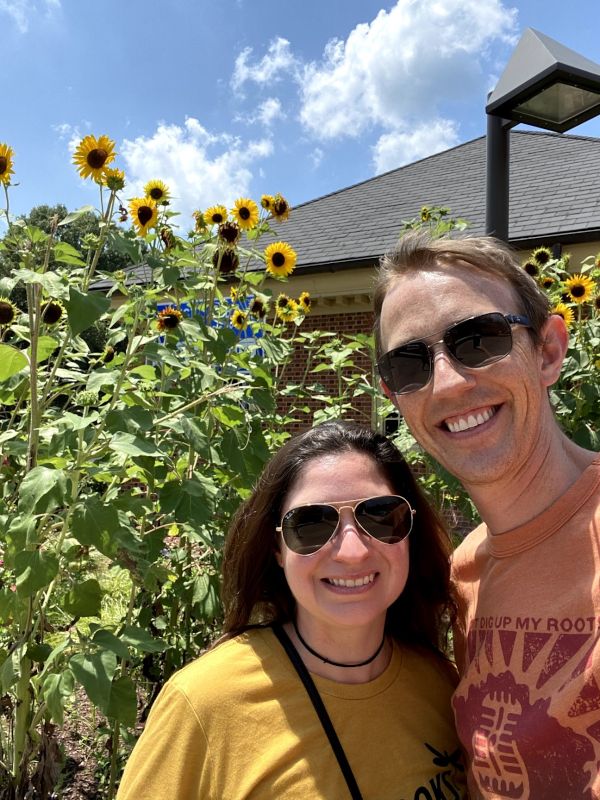 Enjoying the Sunflowers