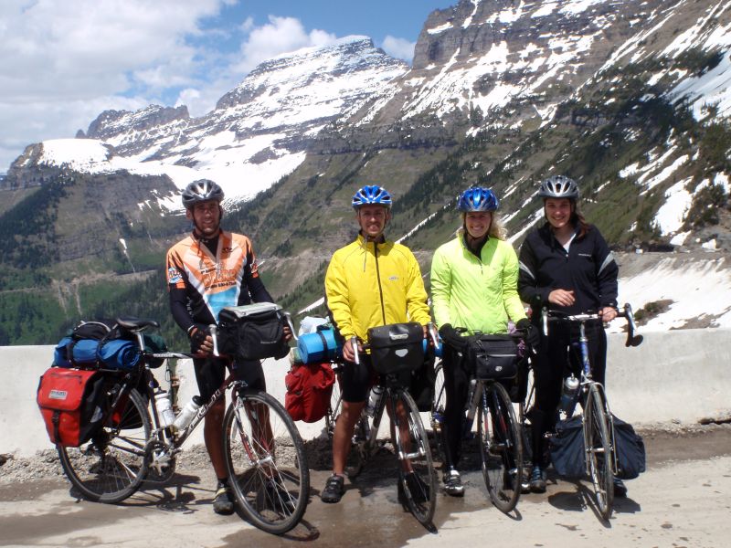 Emily on Bike Touring Trip at Top of Glacier National Park