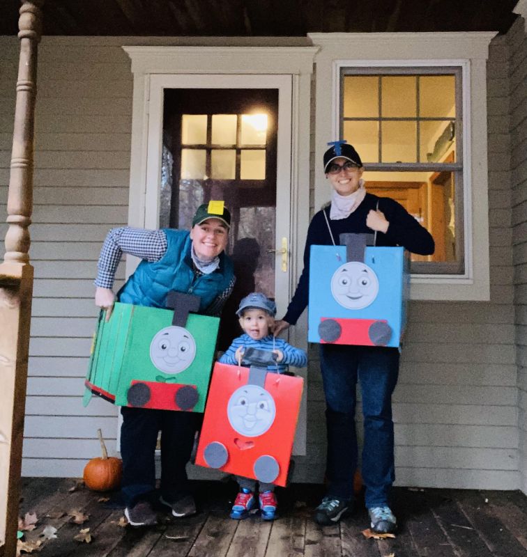 Our Family Dressed as Trains for Halloween