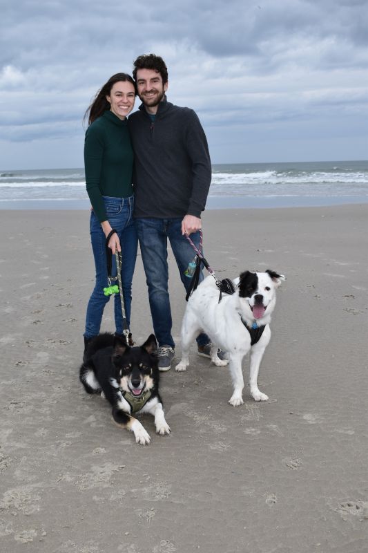 At the Beach With Our Pups, Auggie & Annie