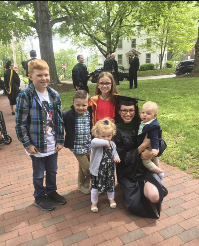 Danielle at Med School Graduation With Nieces and Nephews