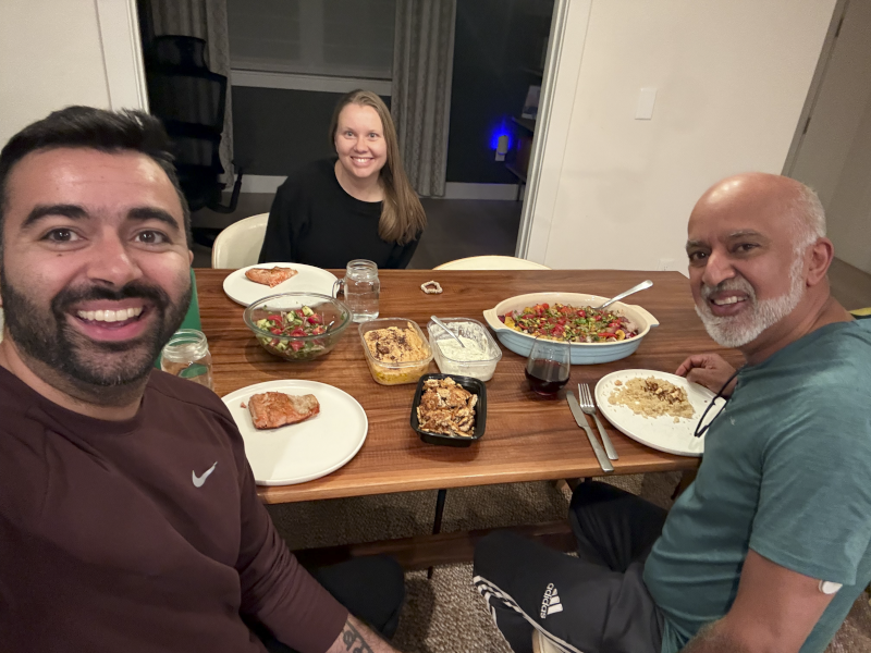 Enjoying Dinner with Kumar's Dad