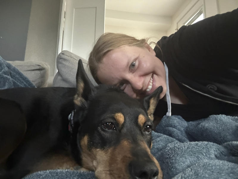 Jenna and Nori Cuddling on the Couch