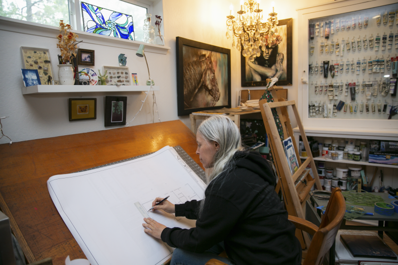 Michelle Working in the Art Studio