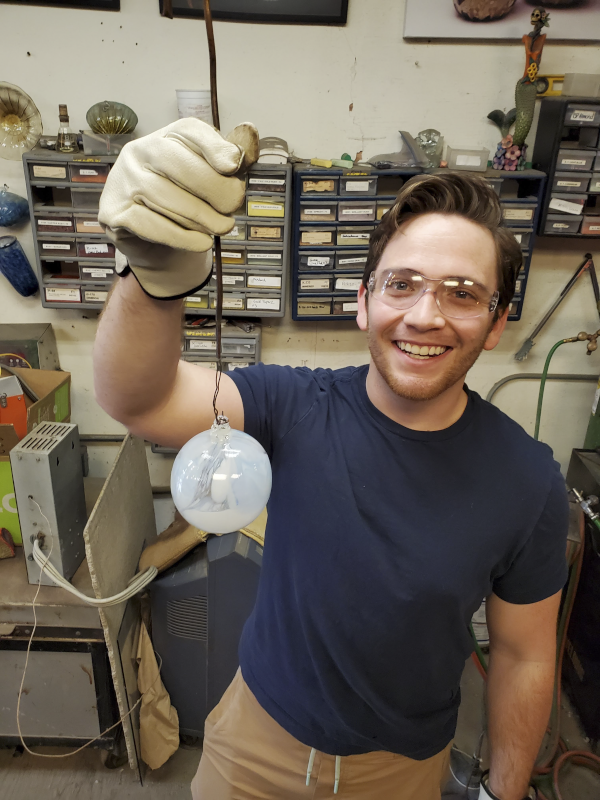 Trevor Taking a Glass Blowing Class