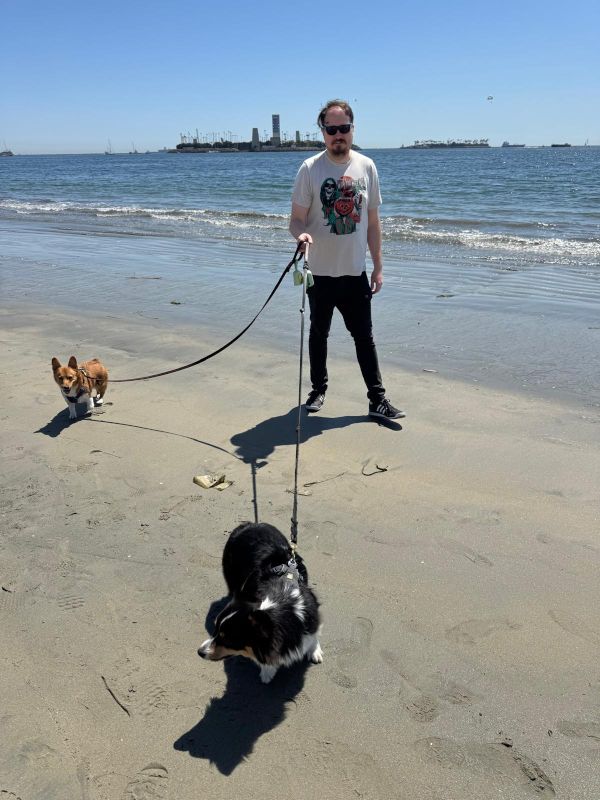 David Walking the Dogs at Long Beach