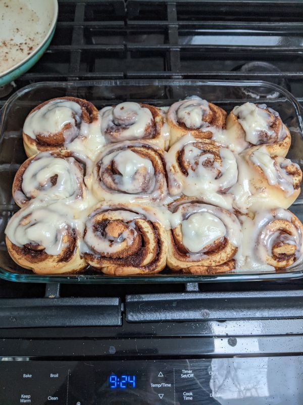 Kevin's Homemade Cinnamon Buns on Christmas Morning