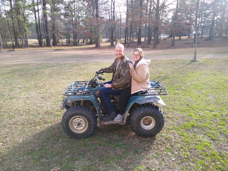 Enjoying the Sunshine on Our Four Wheeler