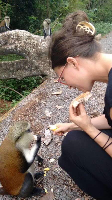 Clare Feeding a Monkey