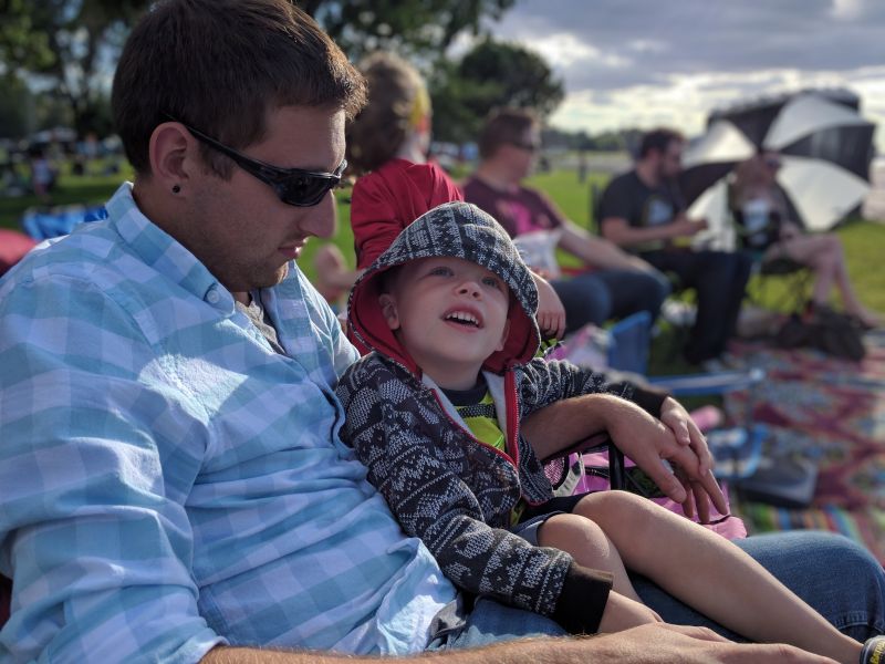 Ethan Watching Fireworks With Our Friends' Son